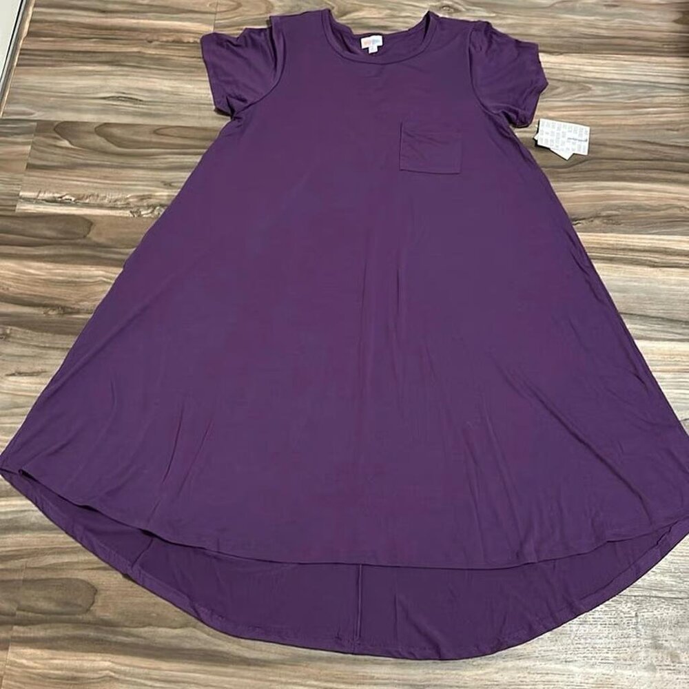 Lularoe Carly purple swing Dress size large NWT